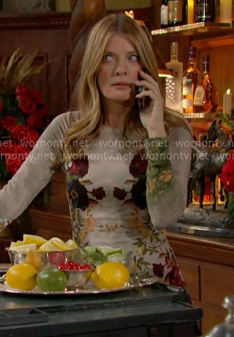 Phyllis’s floral maxi dress with long sleeves on The Young and the Restless