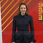 Felicity Jones’s pinstripe peplum jacket and skirt on Today