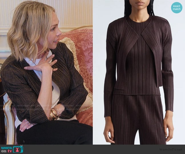Pleats Please Issey Miyake Monthly Colors July Pleated Open Front Cardigan worn by (Simone Harouche) on The Kardashians