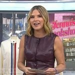 Jenna’s plum leather sleeveless top and skirt on Today