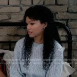 Portia’s light blue cable-knit sweater on General Hospital