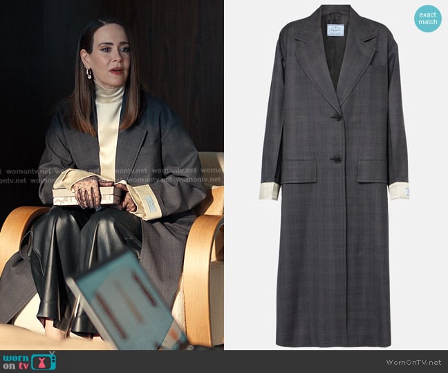 Prada Checked Wool Coat worn by Carrington Lane (Sarah Paulson) on Alls Fair