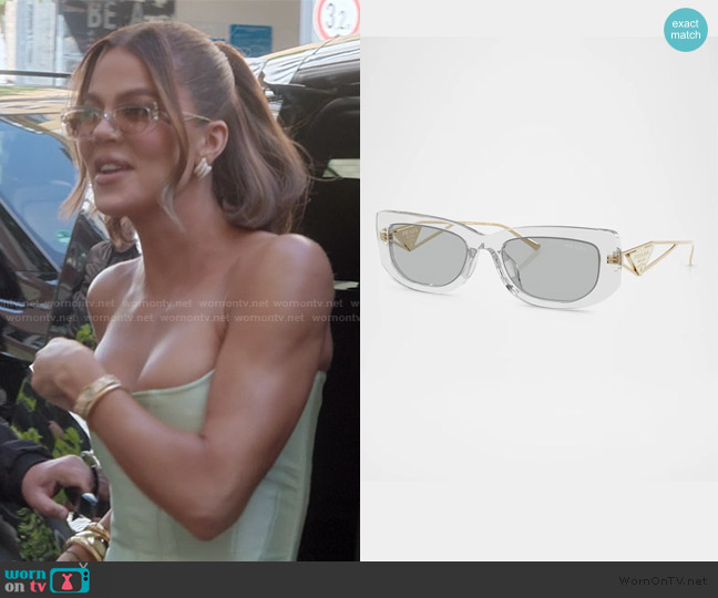 Prada Triangle Logo Rectangle Acetate worn by Khloe Kardashian (Khloe Kardashian) on The Kardashians