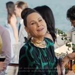 Princess Jane’s green giraffe print dress on Emily in Paris