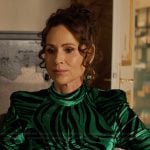 Princess Jane’s green zebra stripe dress on Emily in Paris