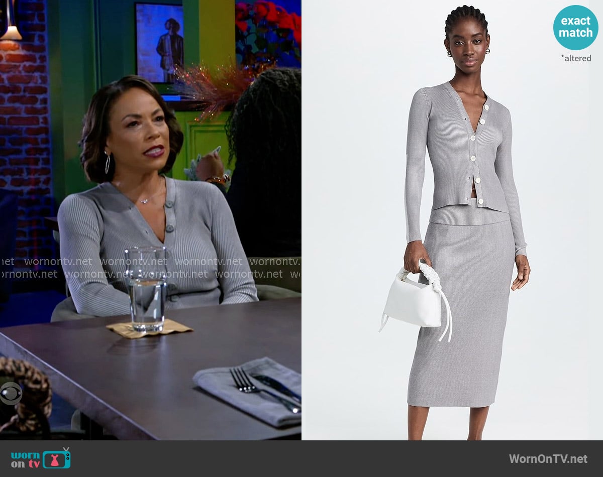 Proenza Schouler White Label Winnie Sweater and Verne Skirt worn by Nicole Dupree Richardson (Daphnee Duplaix) on Beyond the Gates
