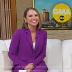 Elizabeth’s purple side slit blazer on Good Morning America