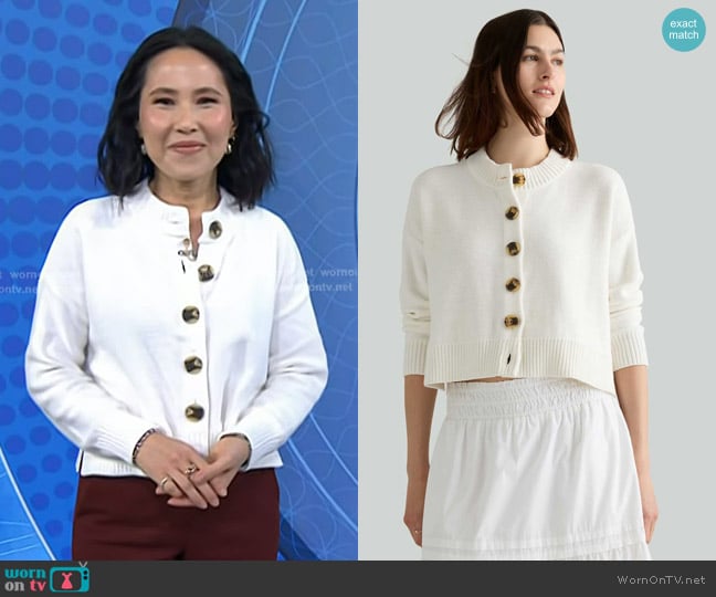 Vicky’s white cardigan on Today Vicky’s white cardigan on Today