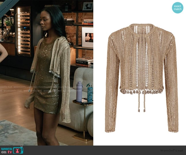 Rabanne Crochet-knit cardigan worn by Nabria (Kailyn Shepherd) on Elsbeth