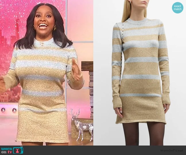 Rabanne Metallic Striped Mini Dress worn by Sherri Shepherd on Sherri
