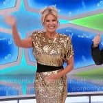 Rachel’s gold sequin dress with black waistband on The Price is Right