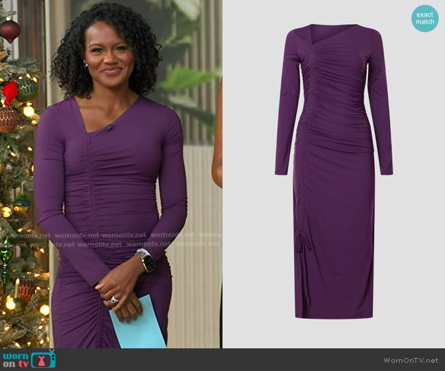 Rachel Parcell Asymmetric Shirred Long Sleeve Dress worn by Janai Norman on Good Morning America