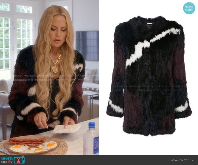 Rachel Zoe Jagged Stripe Colour Block Fur Jacket worn by Rachel Zoe on The Real Housewives of Beverly Hills