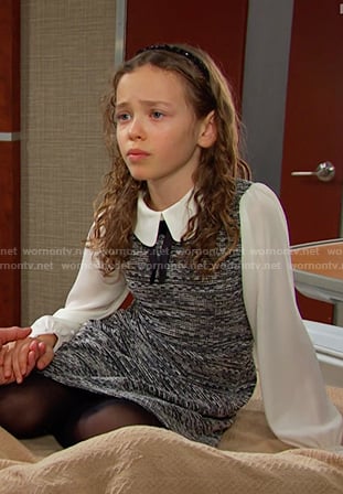 Rachel’s black collared tweed dress on Days of our Lives