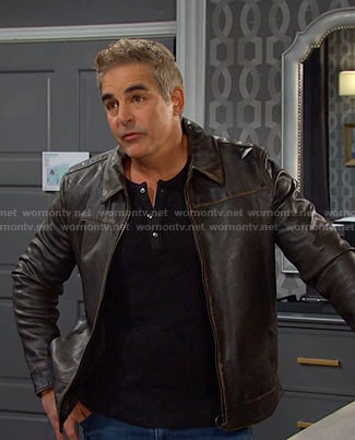 Rafe’s black washed leather jacket on Days of our Lives