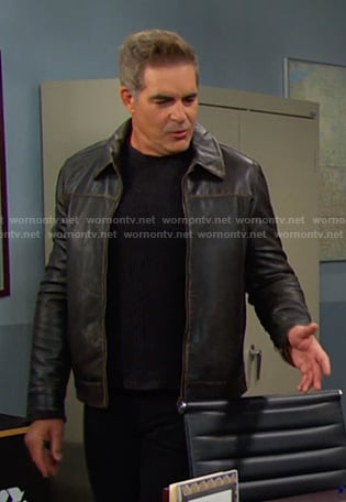 Rafe’s black washed leather jacket on Days of our Lives