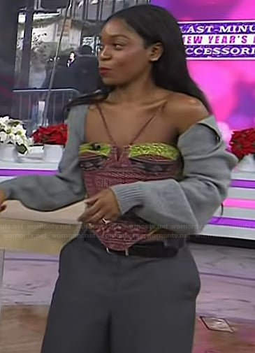 Rajni Jacques's printed corset top on Today