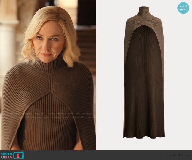 Ralph Lauren Cashmere Turtleneck Sweater Cape worn by Liberty Ronson (Naomi Watts) on Alls Fair