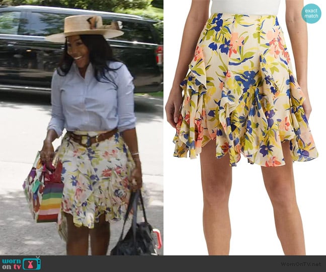 Ralph Lauren Floral Ruffle-Trim Georgette Skirt