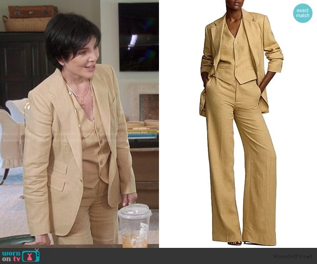 Ralph Lauren Jaden Rustic Twill Vest worn by Kris Jenner (Kris Jenner) on The Kardashians