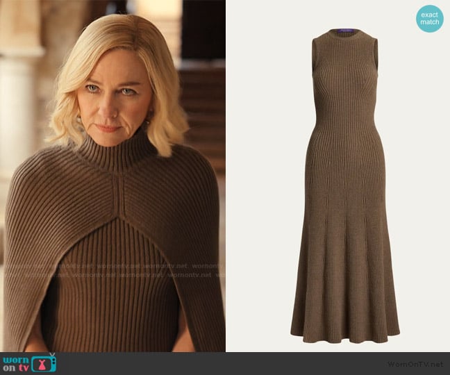 Ralph Lauren Lofty Cashmere Rib Sleeveless Midi Day Dress worn by Liberty Ronson (Naomi Watts) on Alls Fair