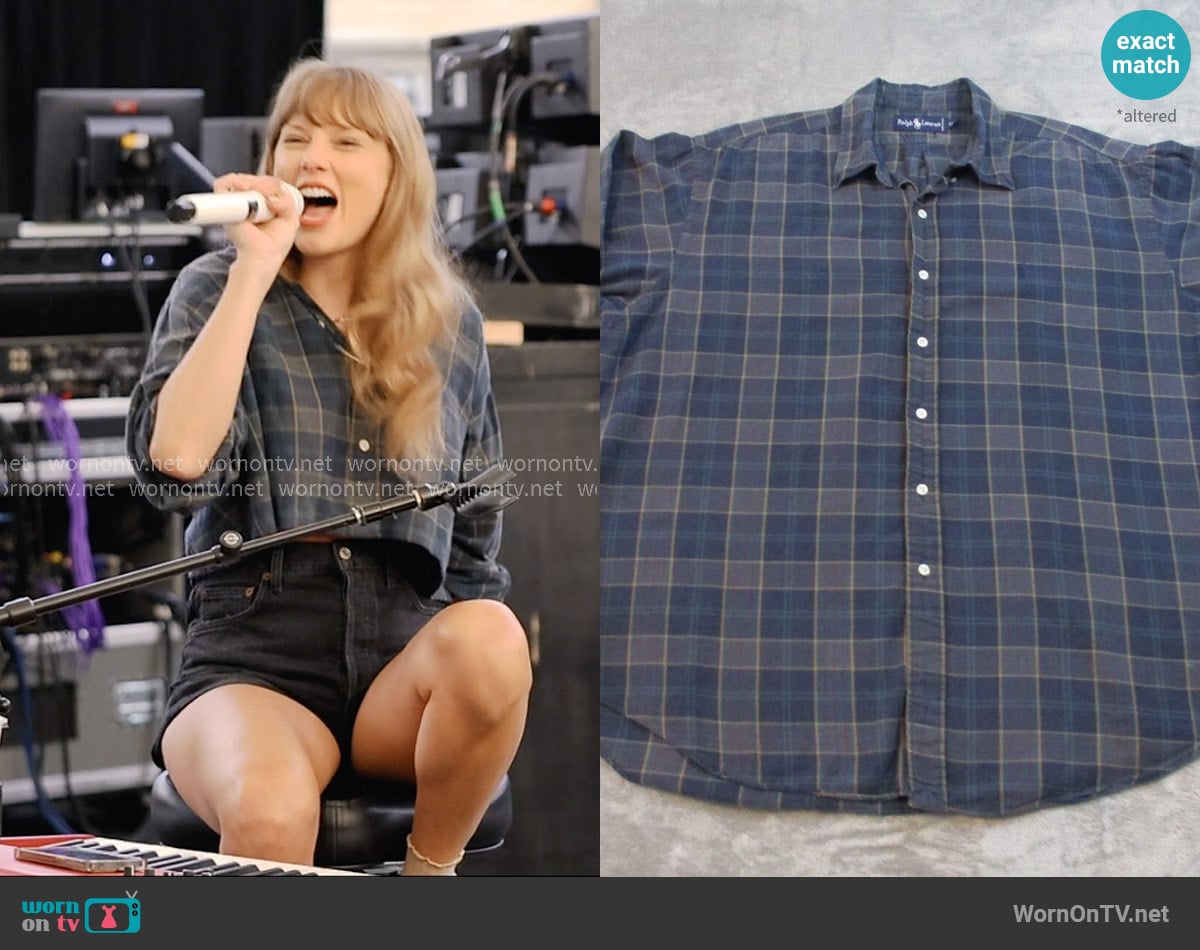 Ralph Lauren Vintage Plaid Flannel Button Up worn by Taylor Swift on The End of an Era