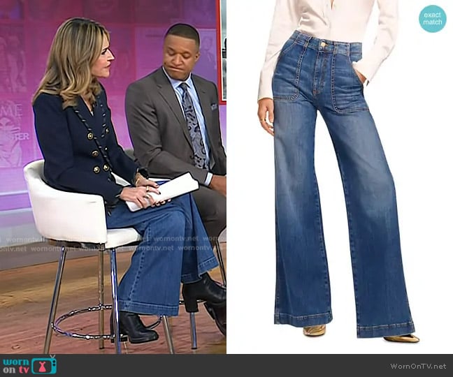 Ramy Brook Theodora High Rise Wide Leg Jeans in Medium Wash worn by Savannah Guthrie on Today