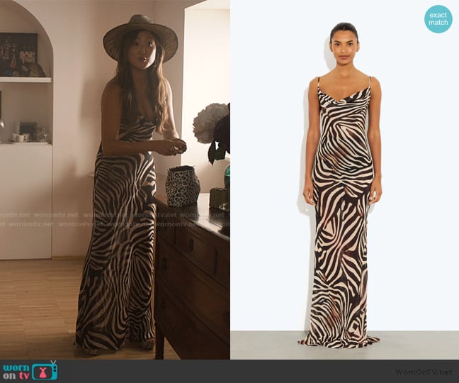 Rat & Boa Majel Dress worn by Mindy Chen (Ashley Park) on Emily in Paris