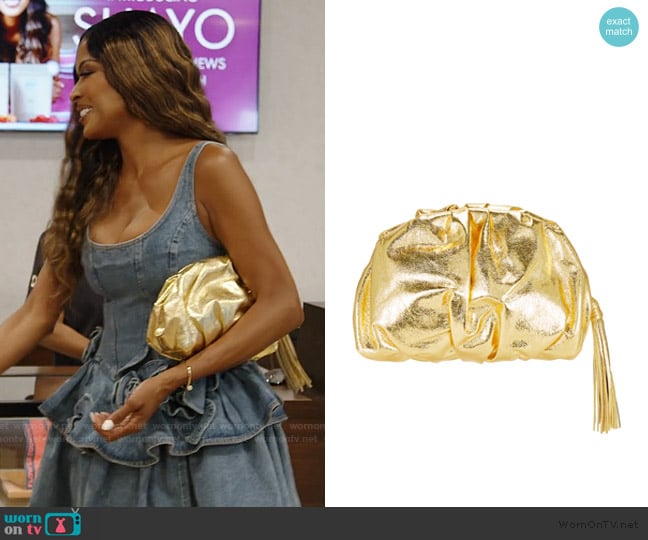 Rebecca Minkoff Ruched Clutch worn by Stacey Rusch on The Real Housewives of Potomac