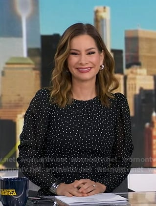 Rebecca's black polka dot dress on Good Morning America