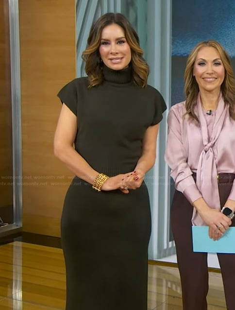 Rebecca’s green turtleneck sweater dress on Good Morning America