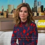 Rebecca’s navy and red floral turtleneck dress on Good Morning America
