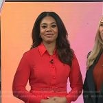 Regina Hall’s red belted pleated dress on Today