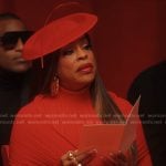 Emerald’s red ribbed dress on Alls Fair