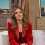 Rhiannon’s red velvet blazer and pants on Good Morning America