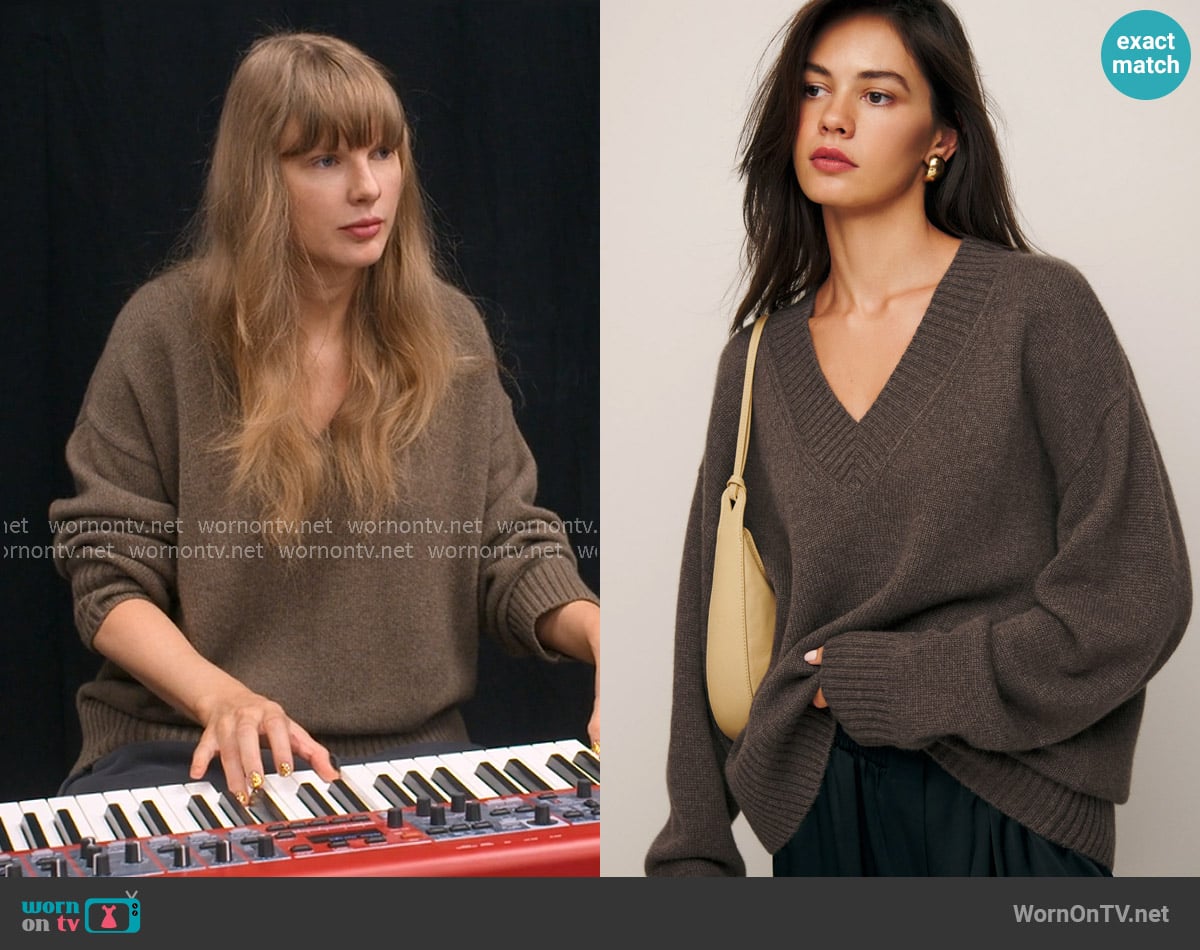 Reformation Jadey Cashmere Sweater in Dachshund worn by Taylor Swift on The End of an Era