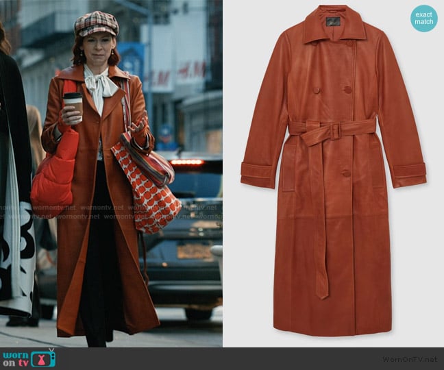 Reiss Hattie Leather Trench Coat worn by Elsbeth Tascioni (Carrie Preston) on Elsbeth