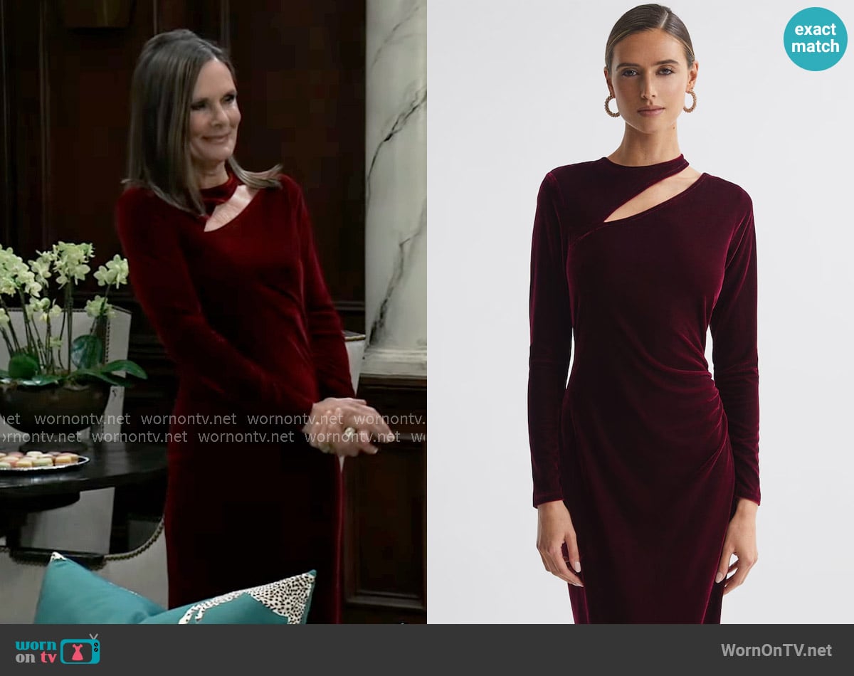Reiss Macey Dress in Berry worn by Lucy Coe (Lynn Herring) on General Hospital