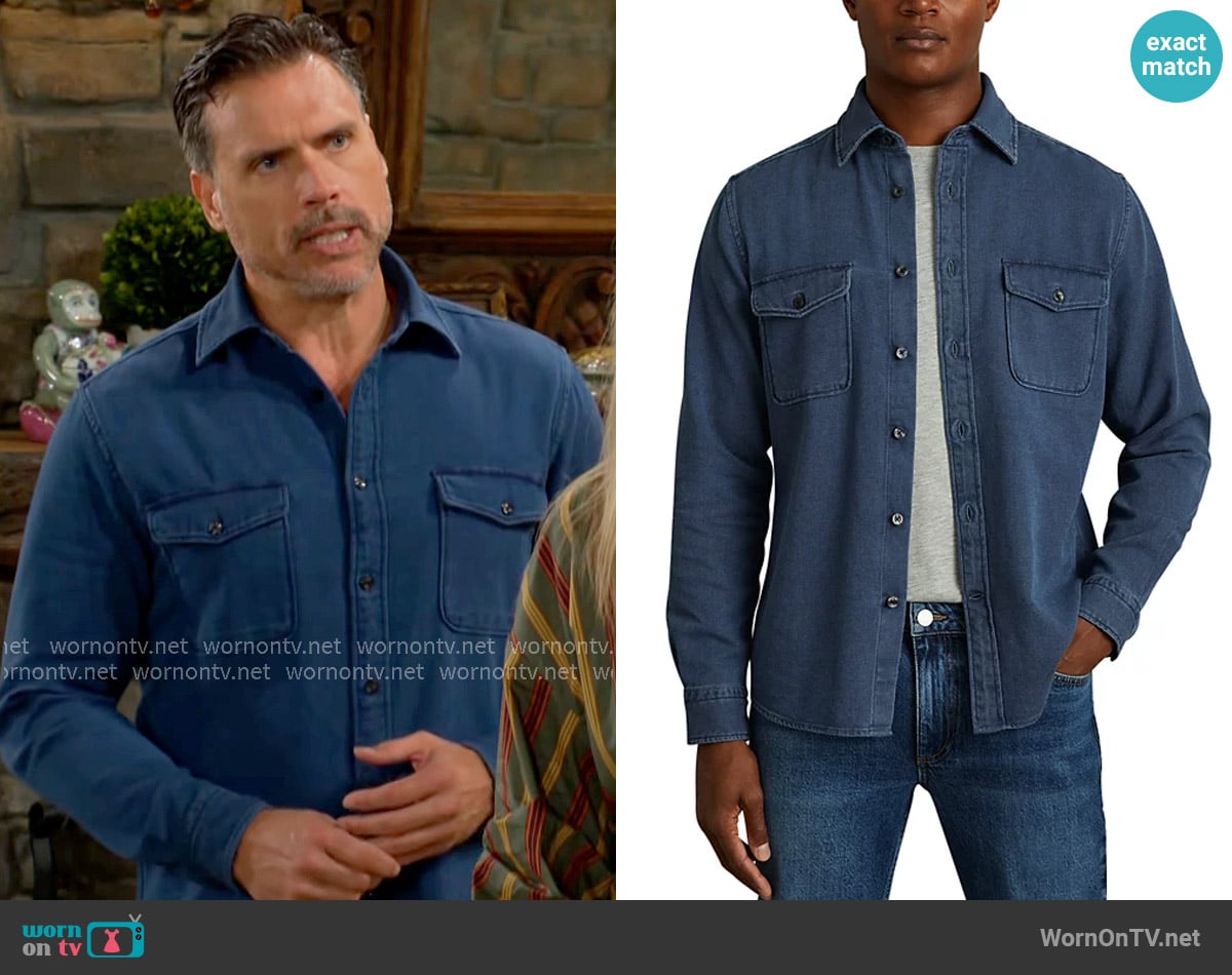 Reiss McIlroy Button Front Denim Shirt worn by Nick Newman (Joshua Morrow) on The Young and the Restless