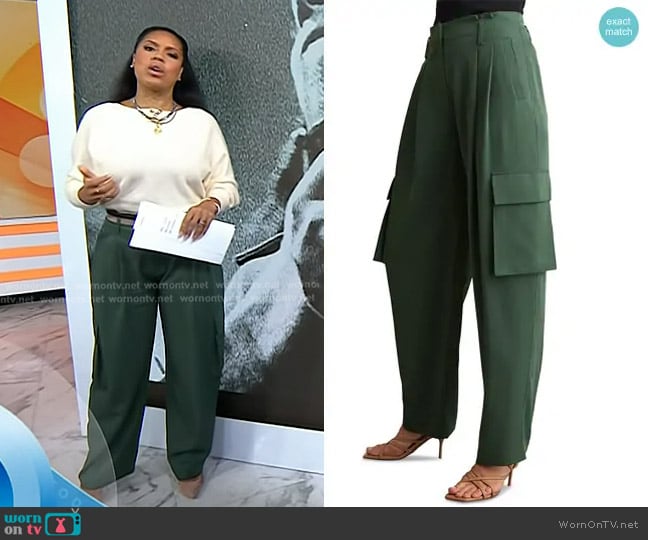 Reiss Orla Wide Leg Pleated Cargo Trousers worn by Sheinelle Jones on Today