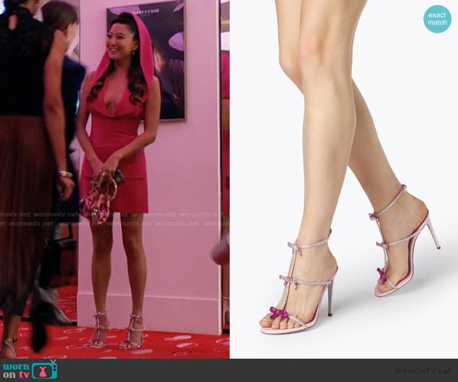 Rene Caovilla Pink Caterina Sandal 105 worn by Mindy Chen (Ashley Park) on Emily in Paris