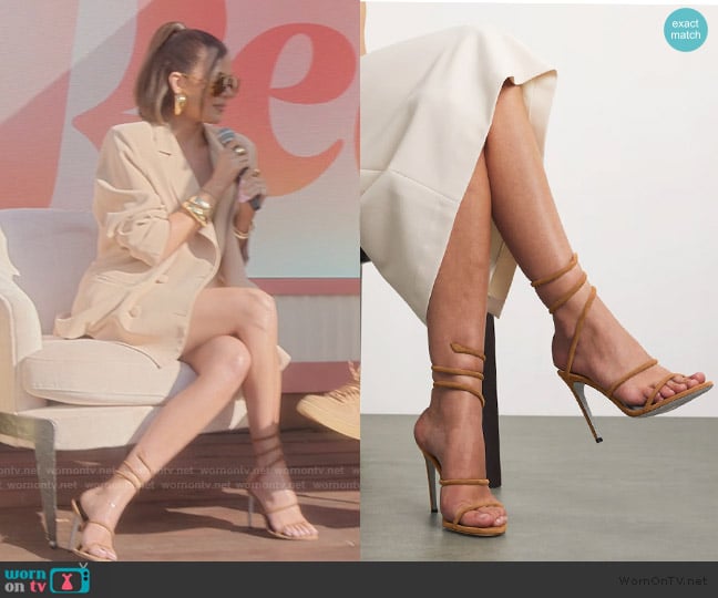 Rene Caovilla Suede Cleo Sandals 105 worn by Khloe Kardashian (Khloe Kardashian) on The Kardashians
