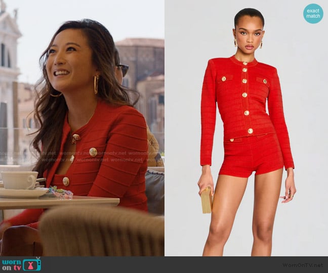 Retrofete Leslie Knit Top worn by Mindy Chen (Ashley Park) on Emily in Paris