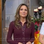 Rhiannon’s burgundy ribbed leather trim dress on Good Morning America