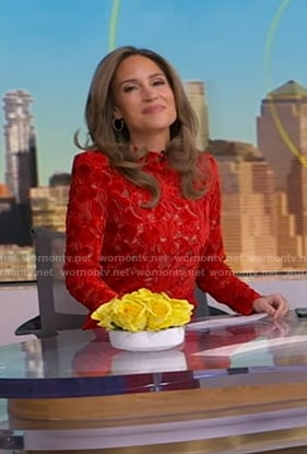 Rhiannon’s red floral lace dress on Good Morning America
