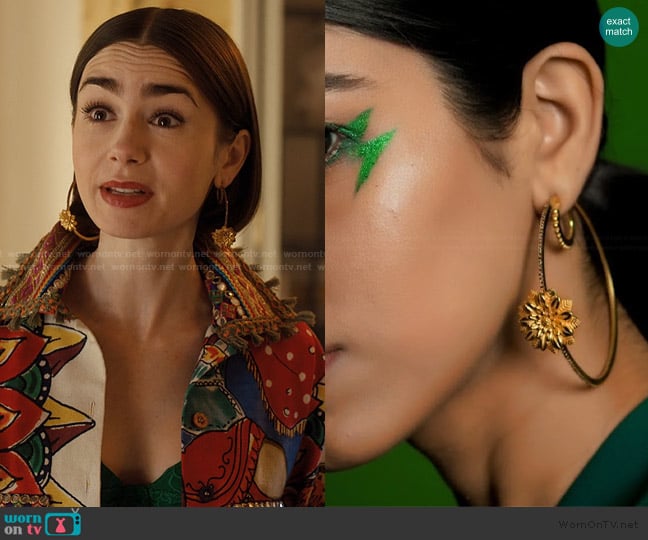 Ridhi Asrani Karnika Hoops worn by Emily Cooper (Lily Collins) on Emily in Paris