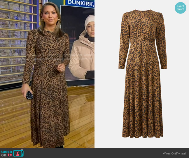 Rixo Animal Print Midi Dress worn by Ginger Zee on Good Morning America