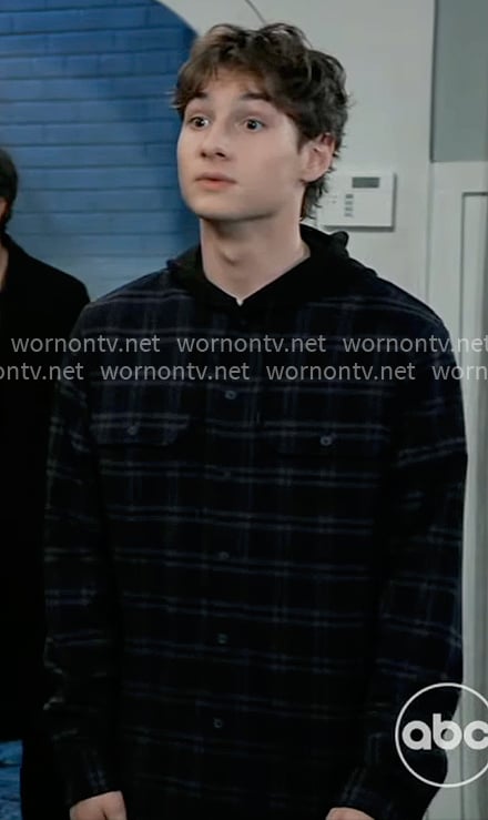 Rocco’s plaid hooded shirt on General Hospital