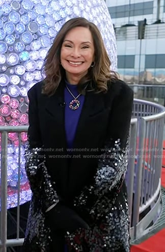 Rosie Rios’s black sequin coat on Good Morning America