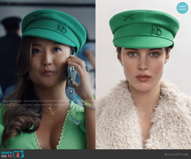 Ruslan Baginskiy Monogram Baker Boy Cap worn by Mindy Chen (Ashley Park) on Emily in Paris